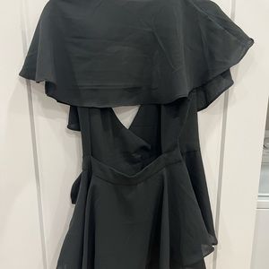 open back romper with tie and small flowy cap sleeves